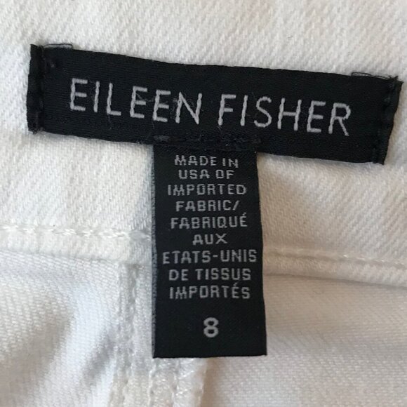Eileen Fisher 98% Organic Cotton White 5 Pocket Zip Up Jeans Size 8 - Picture 9 of 10